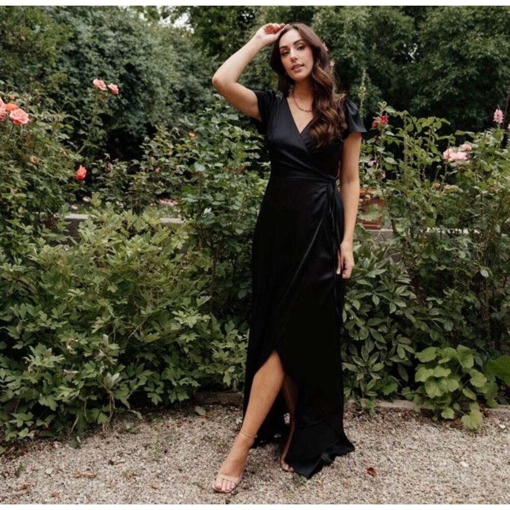Baltic Born Krystal Satin Wrap Maxi Dress